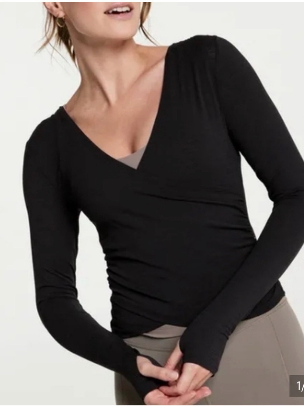 CALIA by Carrie Underwood Black Wrap-Style Long Sleeve Top